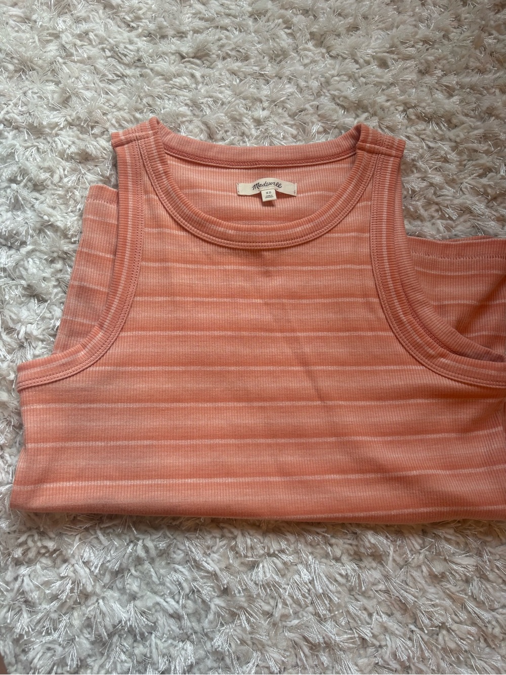 Madewell Striped Ribbed Tank in Peachy Coral